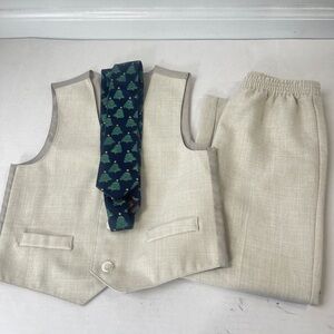 Izod Boys Formal Pants Vest Size 6 2 Piece Set Beige Wedding Easter